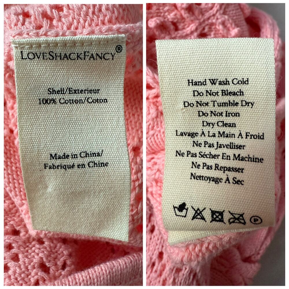 LoveShackFancy NWT Forte Small Peach Pink Strawberry Appliqué Knit Bodysuit - Picture 13 of 16